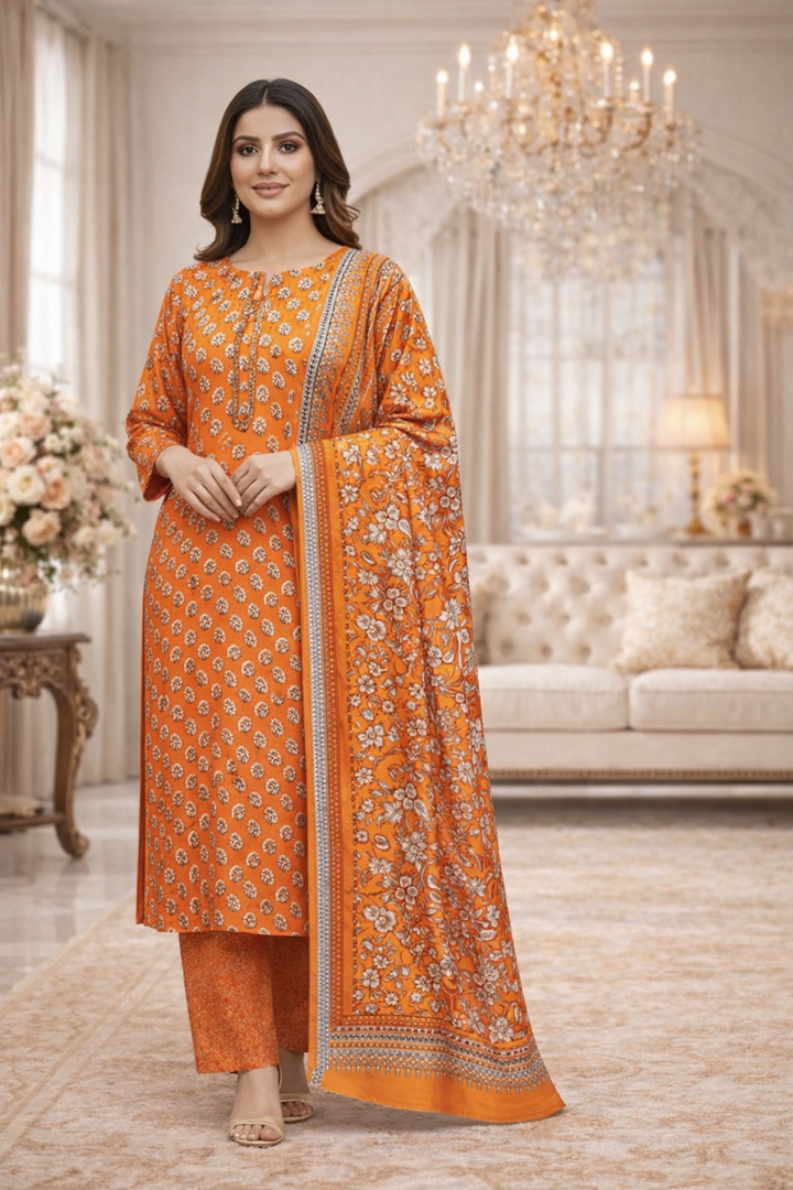 Three Piece Unstitched Breeze Lawn Suit for Women All Over Stylish Printed Breeze Lawn Fabric Summer Wear Collection – Random Article Ref VG-9039C – Premium Quality Design with Flowing  Breeze Lawn Dupatta and Matching Trouser