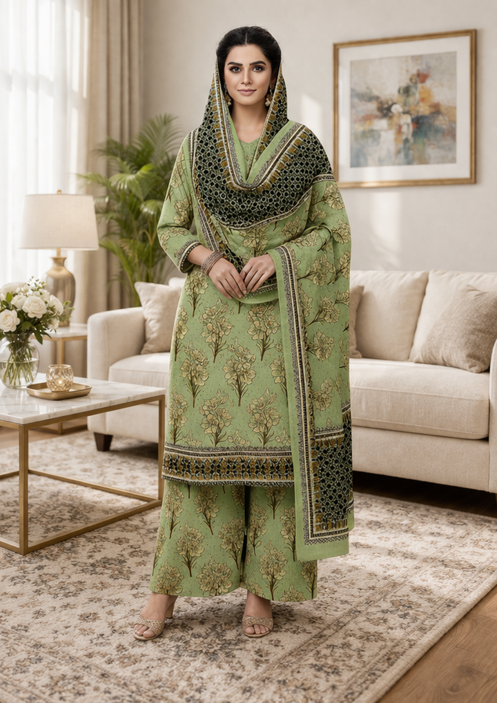 Three Piece Unstitched Breeze Lawn Suit for Women All Over Stylish Printed Breeze Lawn Fabric Summer Wear Collection – Random Article Ref VG-9033C – Premium Quality Design with Flowing  Breeze Lawn Dupatta and Matching Trouser