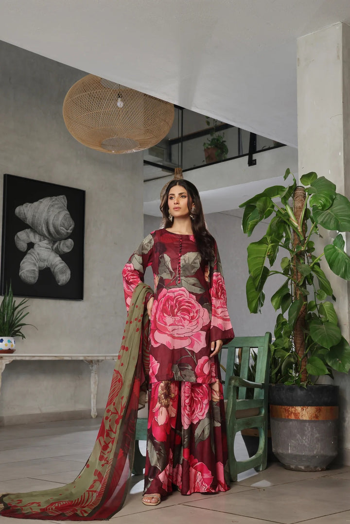 Three Piece Unstitched Breeze Lawn Suit for Women All Over Stylish Printed Breeze Lawn Fabric Summer Wear Collection – Random Article Ref VG-9055C – Premium Quality Design with Flowing  Breeze Lawn Dupatta and Matching Trouser