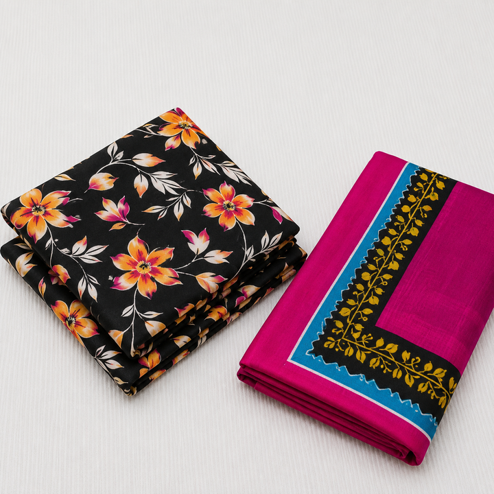 Silk Lawn Unstitched 3 Piece Suit - All Over Design - Random Articles B-542 - Summer Wear Collection