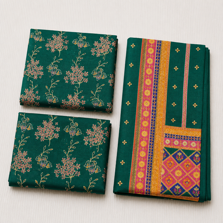 Silk Lawn Unstitched 3 Piece Suit - All Over Design - Random Articles B-525 - Summer Wear Collection