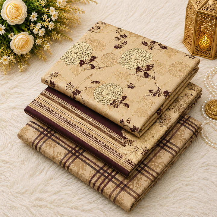 Silk Lawn Unstitched 3 Piece Suit - All Over Design - Random Articles B-520 - Summer Wear Collection