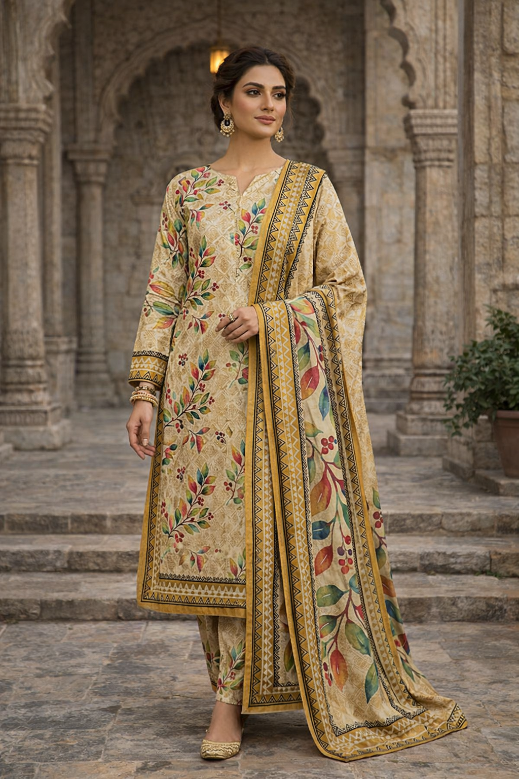 Three Piece Unstitched Breeze Lawn Suit for Women All Over Stylish Printed Breeze Lawn Fabric Summer Wear Collection – Random Article Ref VG-9042C – Premium Quality Design with Flowing  Breeze Lawn Dupatta and Matching Trouser