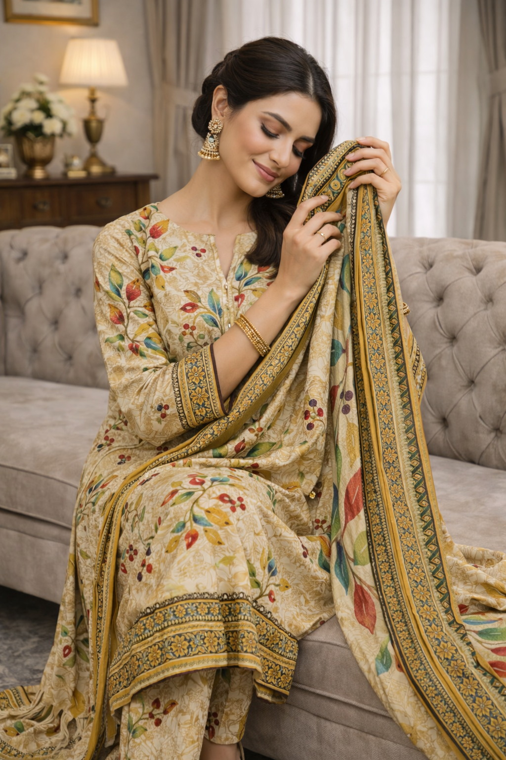 Three Piece Unstitched Breeze Lawn Suit for Women All Over Stylish Printed Breeze Lawn Fabric Summer Wear Collection – Random Article Ref VG-9042C – Premium Quality Design with Flowing  Breeze Lawn Dupatta and Matching Trouser