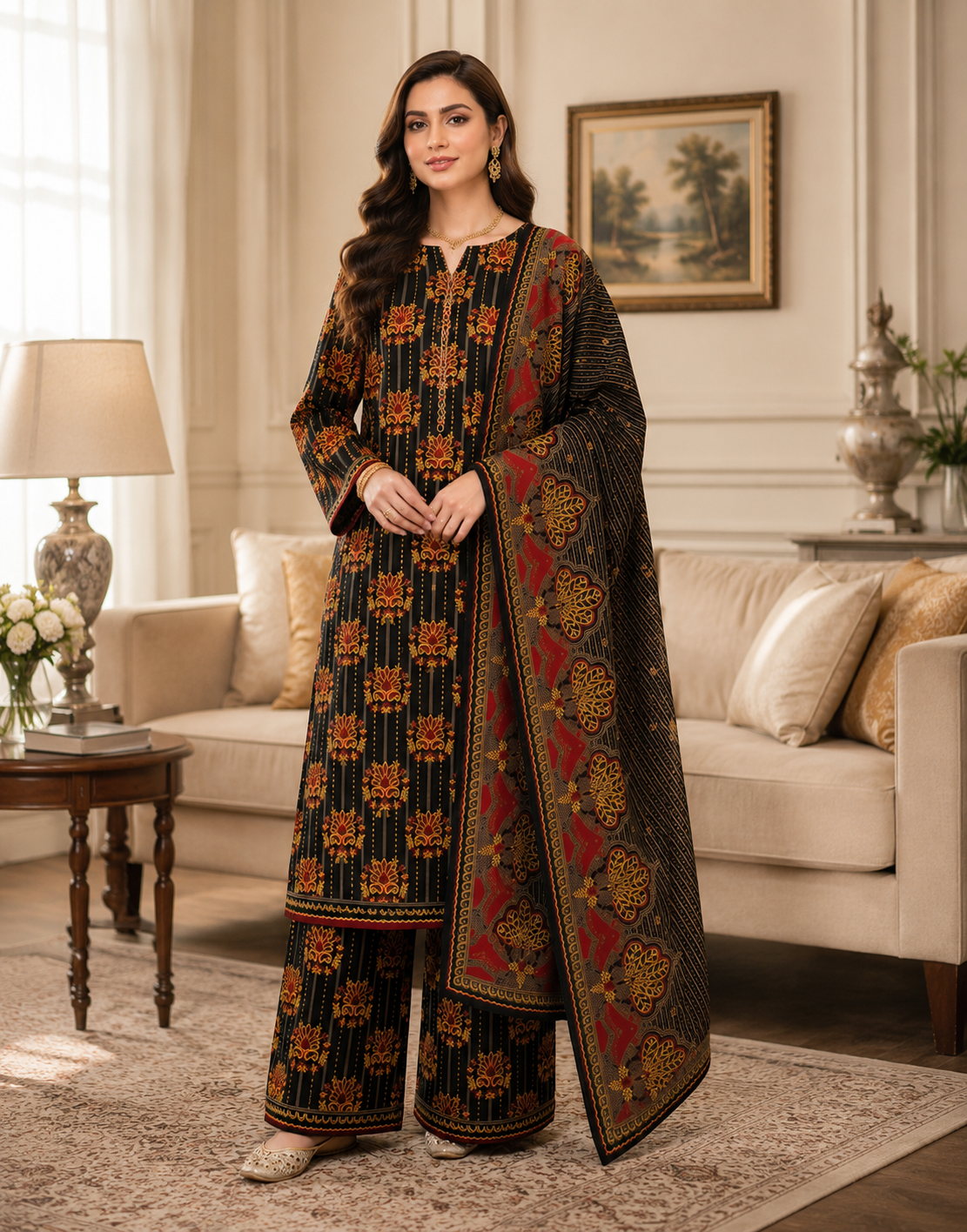 Swiss Lawn Unstitched 3 Piece Suit - A1607
