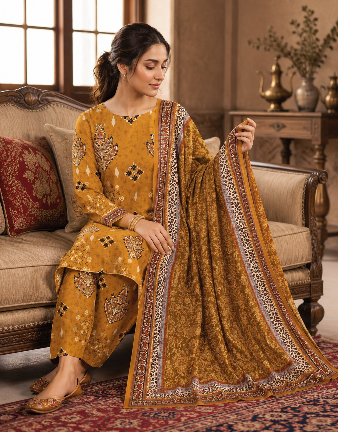 Swiss Lawn Unstitched 3 Piece Suit - A1614
