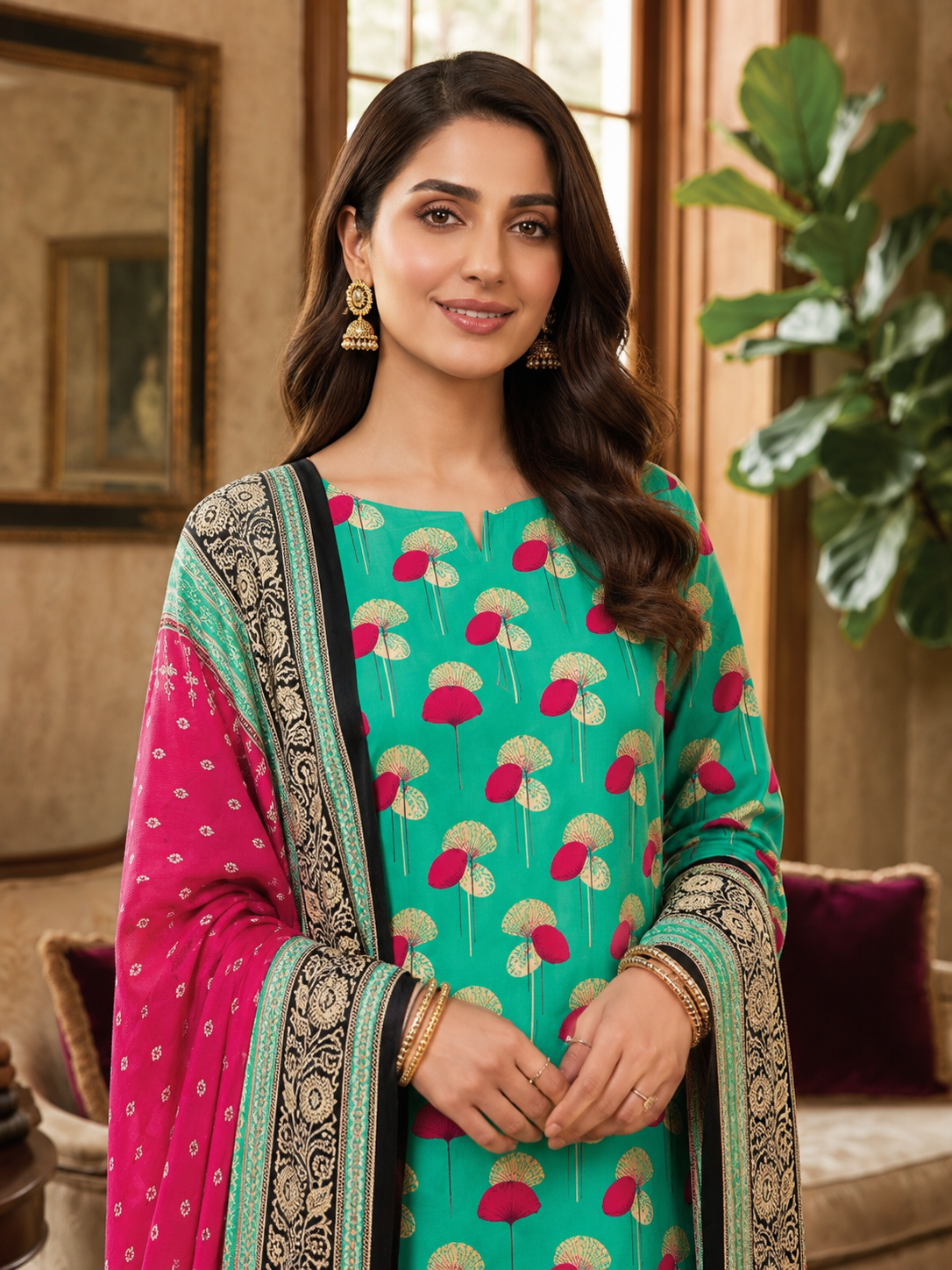 Swiss Lawn Unstitched 3 Piece Suit - A1608