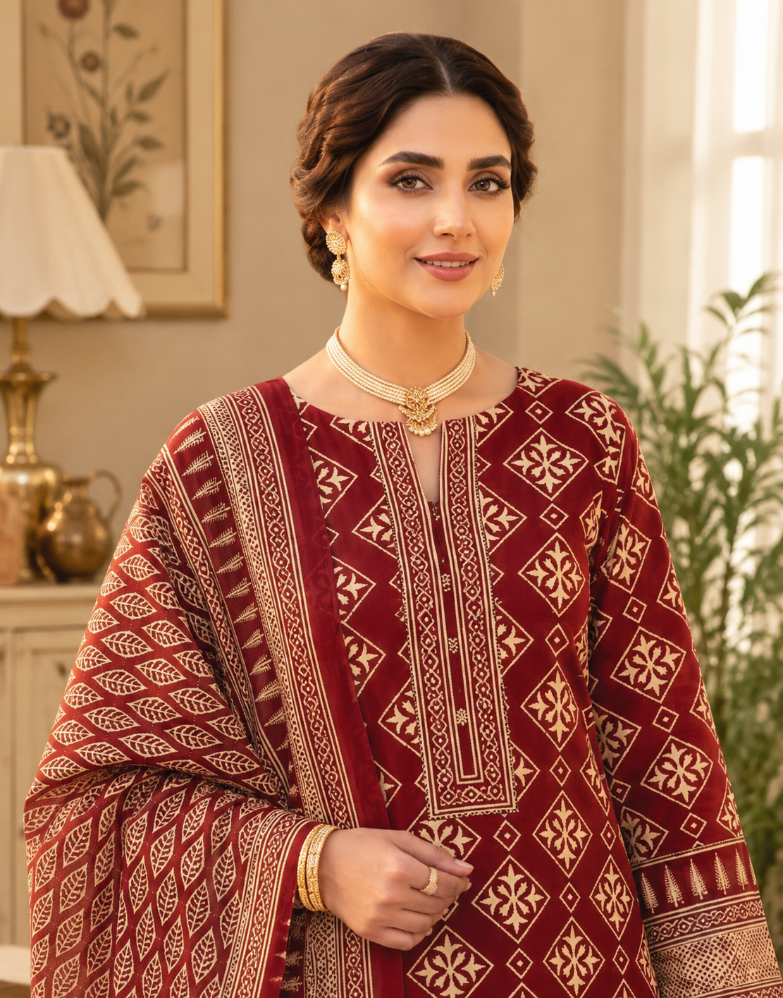 Swiss Lawn Unstitched 3 Piece Suit - A1609