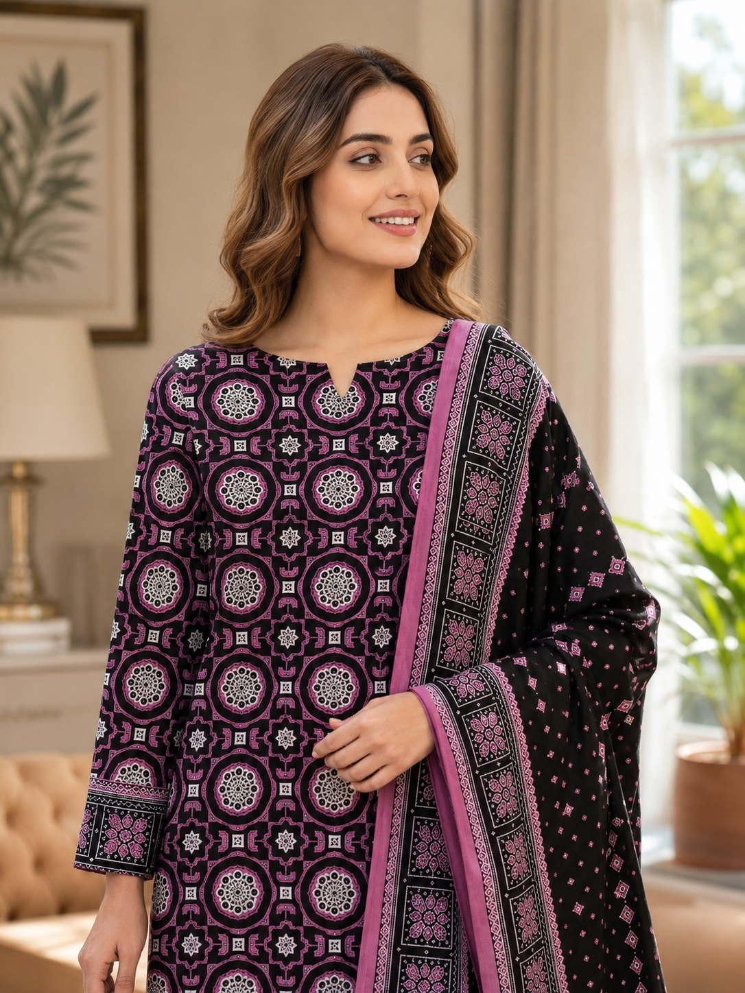 Swiss Lawn Unstitched 3 Piece Suit - A1606