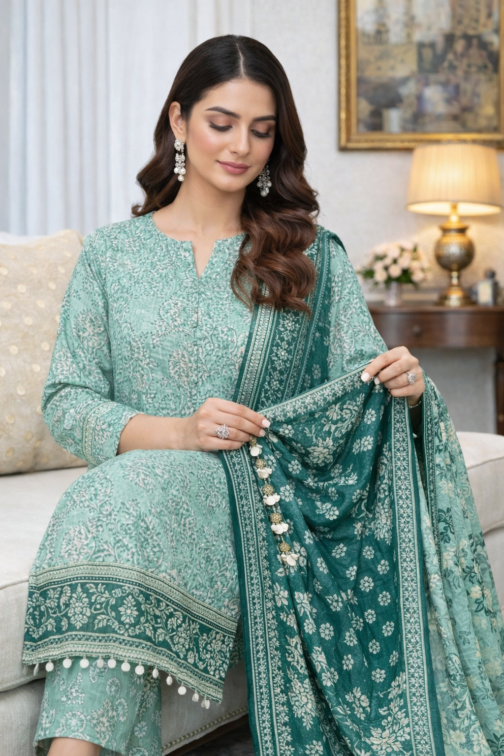 Three Piece Unstitched Breeze Lawn Suit for Women All Over Stylish Printed Breeze Lawn Fabric Summer Wear Collection – Random Article Ref VG-9044C – Premium Quality Design with Flowing  Breeze Lawn Dupatta and Matching Trouser