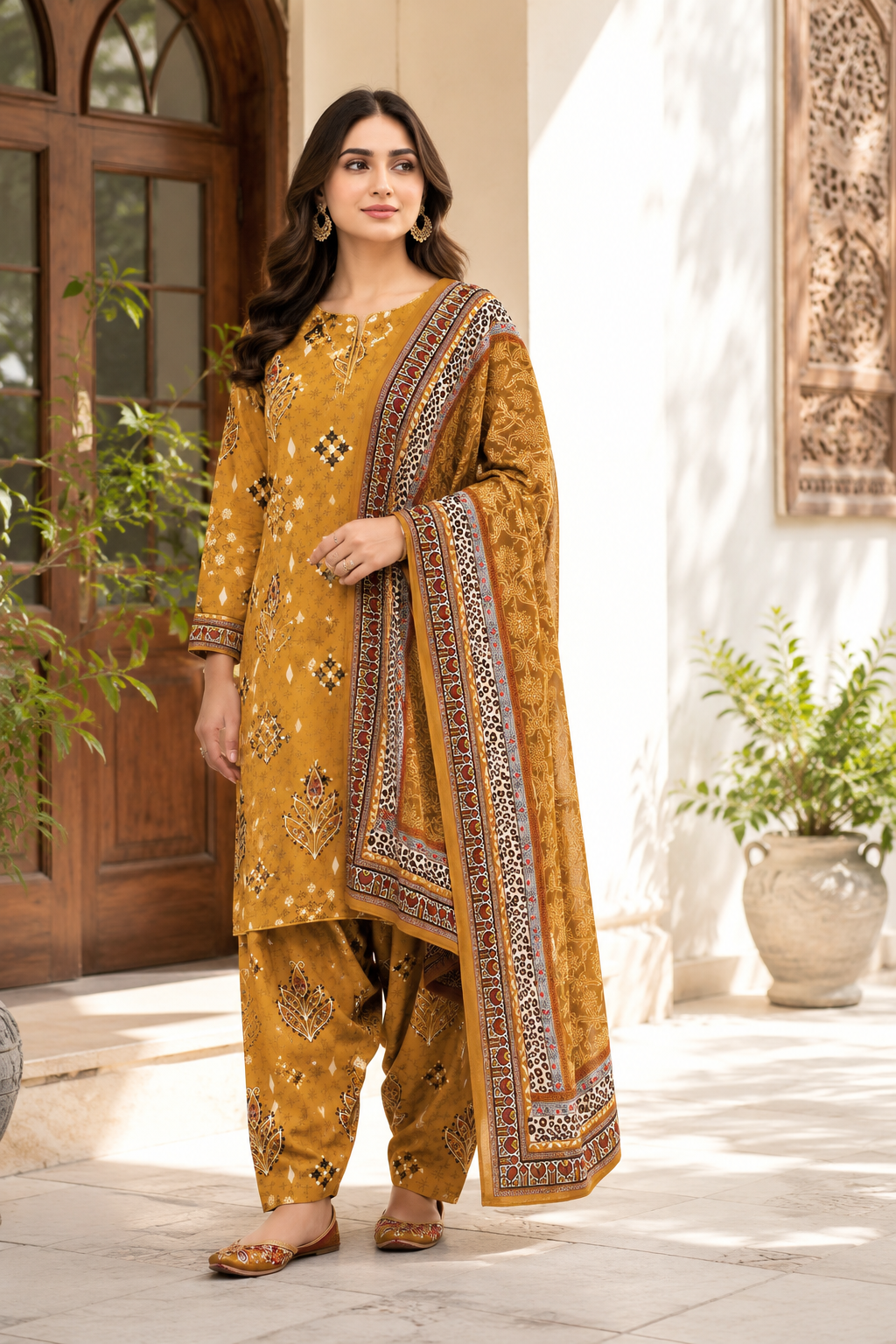 Swiss Lawn Unstitched 3 Piece Suit - A1614