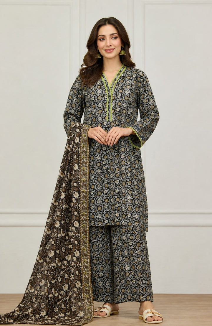 Three Piece Unstitched Breeze Lawn Suit for Women All Over Stylish Printed Breeze Lawn Fabric Summer Wear Collection – Random Article Ref VG-9042C – Premium Quality Design with Flowing  Breeze Lawn Dupatta and Matching Trouser