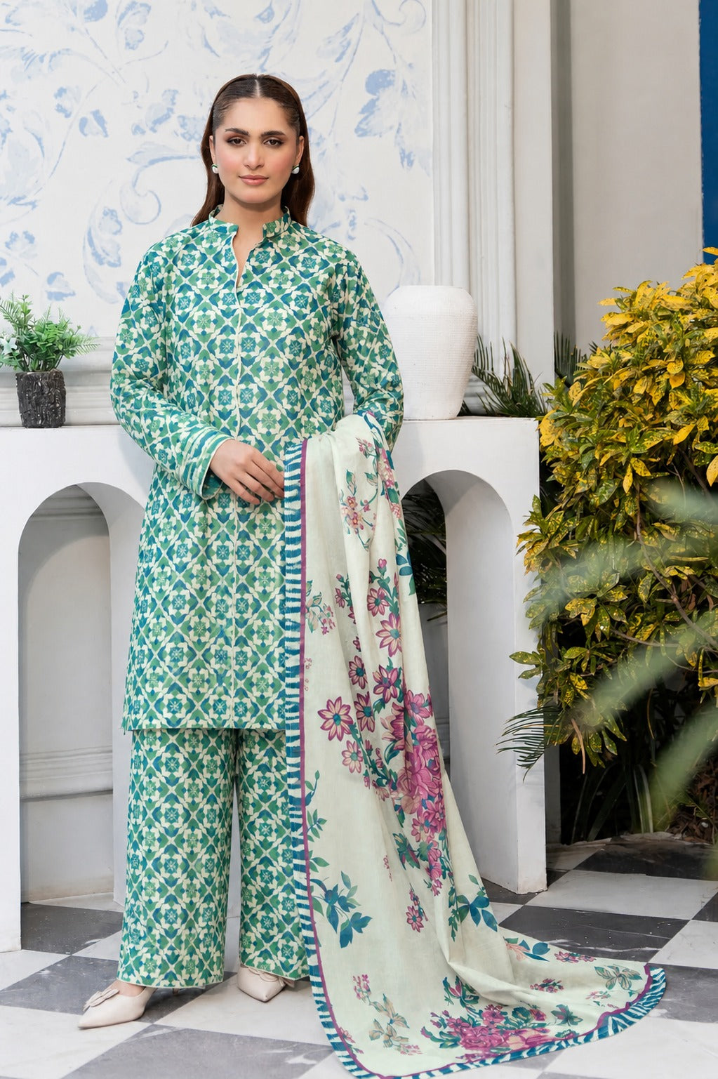 Three Piece Unstitched Breeze Lawn Suit for Women All Over Stylish Printed Breeze Lawn Fabric Summer Wear Collection – Random Article Ref VG-9019C – Premium Quality Design with Flowing  Breeze Lawn Dupatta and Matching Trouser